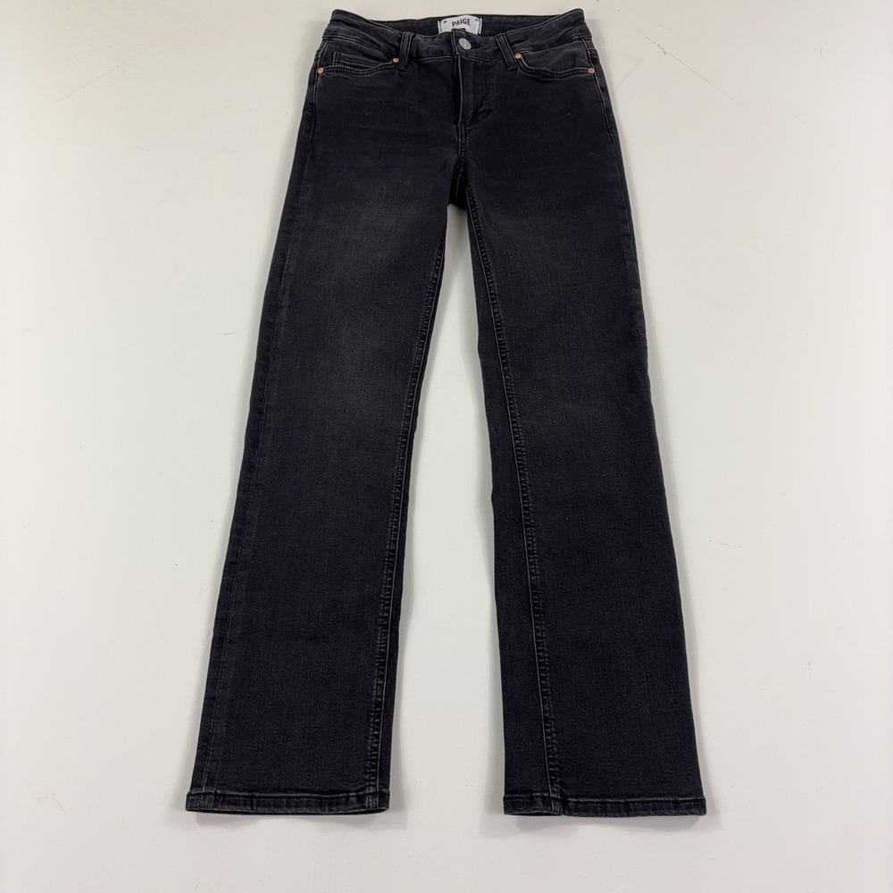 Paige Amber Jeans Womens 24 Black Charcoal Wash Mid Rise Straight Stretch Denim